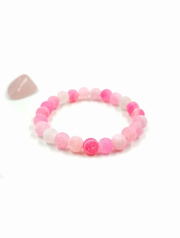 Pink achát ásvány karkötő